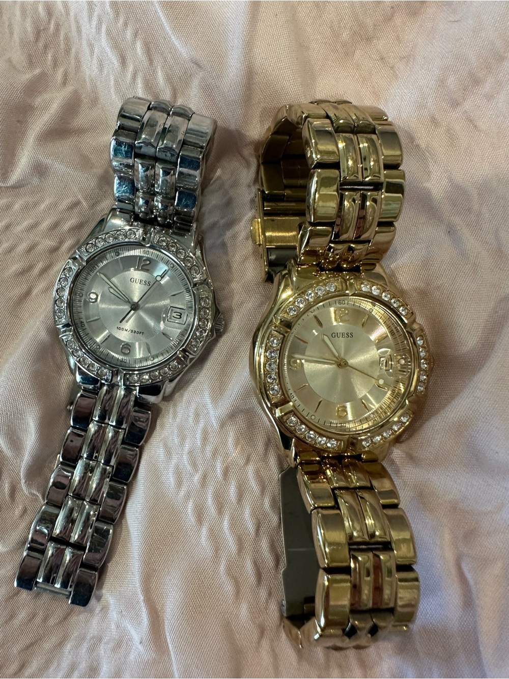 GUESS Gold and Silver Crystal-Trim Bracelet Watches